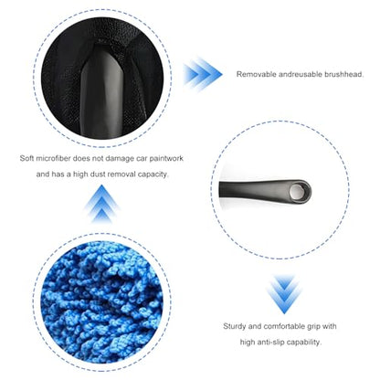 Car Dash Duster Brush, Soft Microfiber Multi-Functional Auto Dash Dust Cleaning Brush, Scratch Free Dusting Tool for Cleaning Vehicle Home Kitchen Computer, Car Accessories (Blue) - color: Blue