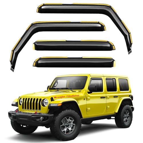 in-Channel Window Rain Guards Fit for Jeep Wrangler JL 2018-2026/Gladiator 2020-2026 Extra Durable Rain Guards Window Deflectors Vent Visors Vent Shades Visor Car Accessories - size: 2018-2026 Jeep Wrangler JL/2020-2026 Gladiator