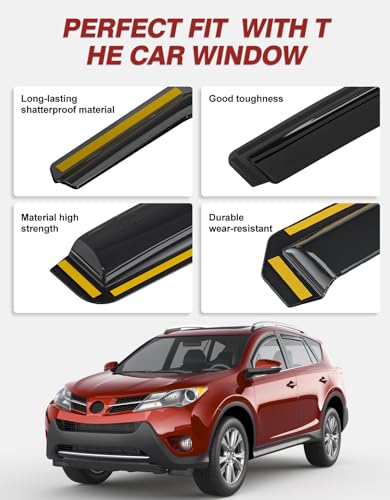 in-Channel Window Rain Guards Fit for Toyota RAV4 2013-2018, Extra Durable Window Visors Window Deflectors Vent Visors Vent Shades Car Accessories-4 pcs - size: Fit for 2013-2018 Toyota RAV4