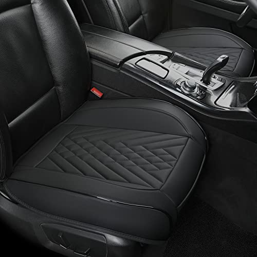 GIANT PANDA Premium PU Leather Front Car Seat Cover Protector Anti-Slip Bottom Seat Cover Fits 95% of Vehicles, Wrapping Around The Bottom (1 Pack - Black) - color: Front Seat Black, size: 1 Piece Standard Size