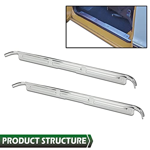 GRAND ORANGE Door Sill Plates w/Hardware Pair Compatible with GMC Chevy C10 C20 C30 K10 K20 K30 Truck 1967 1968 1969 1970 1971 1972, 28864, Chrome Door Sill Plates Guards Accessories - size: Fit Chevy GMC C10 C20 1967-1972