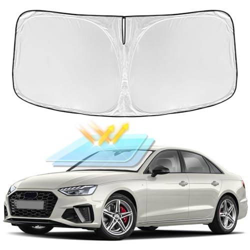for Audi A4 2017-2024 2025 Windshield Sun Shade - 4 Layers Car Sunshades for Front Windows Shade Cover Custom Fit A4 Sun Visor 250T Retractable Shade Blocks UV Rays Car Accessories - size: for Audi A4 2017-2025