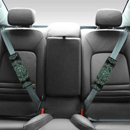 2 Pcs Green Mandala Car Seat Belt Pads for Men Women Trendy Auto Accessories Universal Fit Vehicles SUV Van Shoulder Straps Covers - color: Green Mandala