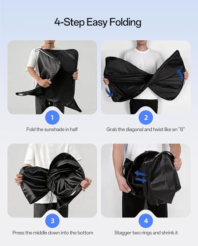 Windshield Sun Shade | Double-Layer UV Block & Heat Insulation | Keeps Car Cool & Protects Interior, Foldable Reinforced Memory Steel Frame, Easy Storage with Bag, XS Size 59" L x 21" W - size: XS | 59"L x 21"W