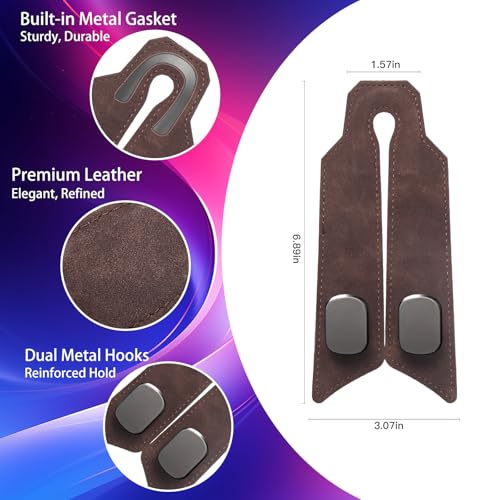 2Pcs Car Headrest Hooks with Premium Leather, Upgraded Double Metal Hooks with Anti-Drop Design, Universal Back Seat Hanger for Bags, Coats, Purses and Groceries (Classic Brown) - color: Classic Brown 2Pcs