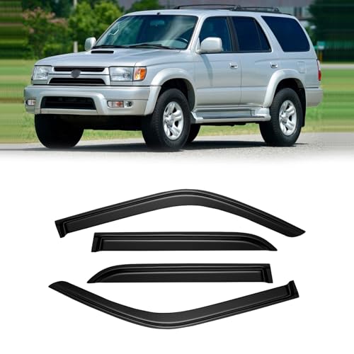 Window Visor for 1996-2002 Toyota 4runner, Out-Channel Rain Guards Shields Vent Deflector Shade Wind Dark Smoke 1997 1998 1999 2000 2001, Tape-On Outside-Mount, 4PCS - style: For 1996-2002 | Toyota 4runner | Out-Channel