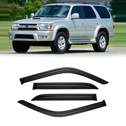 Window Visor for 1996-2002 Toyota 4runner, Out-Channel Rain Guards Shields Vent Deflector Shade Wind Dark Smoke 1997 1998 1999 2000 2001, Tape-On Outside-Mount, 4PCS - style: For 1996-2002 | Toyota 4runner | Out-Channel