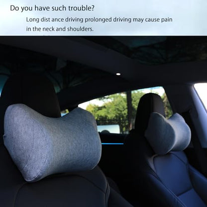 Car Neck Pillow, Car Headrest Pillow with Adjustable Strap for Neck Pain Relief 100% Memory Foam,Ergonomic Design，2 Pack - color: Grey1