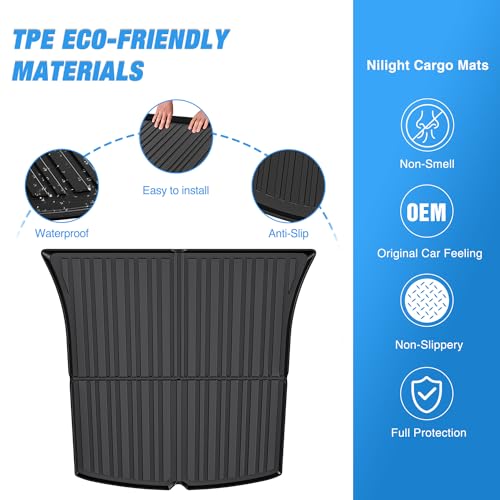 Nilight Cargo Mats for Tesla Model Y 5 Seat 2020 2021 2022 2023 2024 2025 All Weather Protection Heavy Duty Cargo Liners - color: 2020-2025 Tesla Model Y 5 Seat Cargo Mat