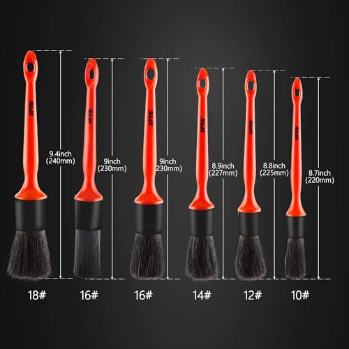 SPTA Car Detailing Brush Kit - 6 Pack, Auto Boar Hair Detail Brush Set Automotive Interior Exterior No Scratch Microfiber Detailing Brushes for Cleaning Air Vents, Engine Bays, Dashboard and Wheels - color: Car Detail Brush Set 6