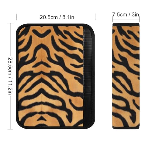 Men's Comfortable Cushion Pad Car Shoulder Strap, Wild Animal Tiger Skin Stripe Harness Pad Car Belt Covers - color: Color862