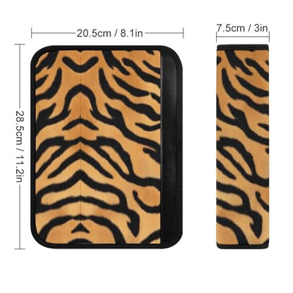 Men's Comfortable Cushion Pad Car Shoulder Strap, Wild Animal Tiger Skin Stripe Harness Pad Car Belt Covers - color: Color862