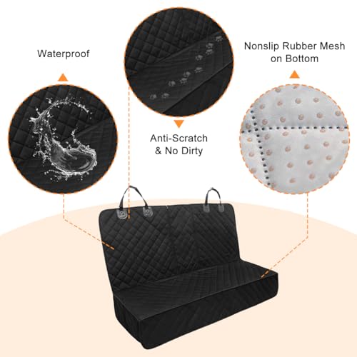 Dog Car Seat Cover for Back Seat, Waterproof Nonslip Full Protection Pets Rear Seat Protector with Side Flaps, Scratchproof Pet Auto Back Bench Cover, Universal for Vehicles (Black) - color: Black
