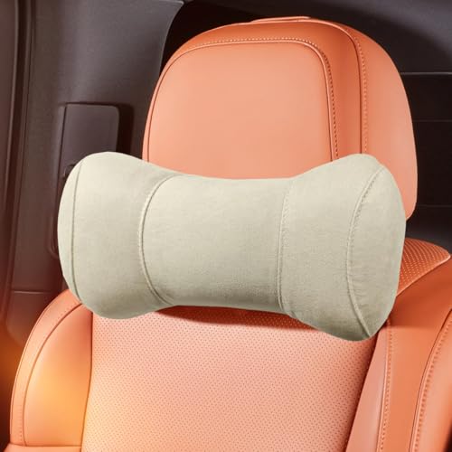 Car Headrest Pillow for Driving - Memory Foam Soft Automotive Neck Support Pillow Cushion with Adjustable Strap - Comfortable Car Seat Headrest Pillow for Neck Pain Pressure Relief (Beige) - color: Beige