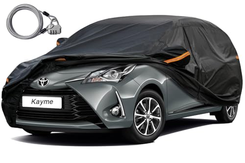 Kayme Hatchback Car Cover for Automobiles All Weather Waterproof, Outdoor Cover Sun Rain Protection, with Lock and Zipper Door,Universal Fit Audi A1,MAZDA 2,Swift,Yaris,Fiesta(Up to 163 Inch) H9/Black - color: Black, size: H9 Fit Hatchback, Length (Up to