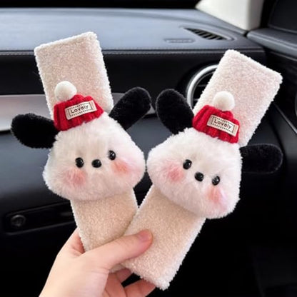 2 PCS Seat Belt Cover Pad, Cute Kawaii Animal Dog Seatbelt Covers for Kids and Adults, Winter Plush Fluffy Soft Seat Belt Cover, Cartoon Seatbelt Cushion,Car Seat Strap Pads (G-Dog) - color: G-Dog