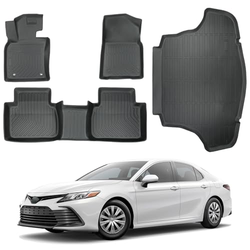 TPE Floor Mats for Toyota Camry Gasoline 2018-2023, All-Weather Waterproof & Non-Slip Car Liners, Durable Heavy-Duty Protection, Easy to Clean Full Set Automobile Mats Accessories - size: 2018-2023 Toyota Camry Gasoline