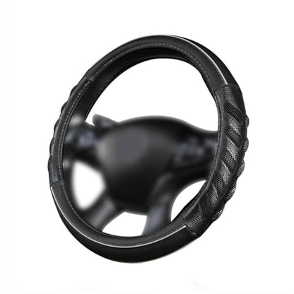 Flying Banner car Steering Wheel Cover Faux Leather Massage Universal fit 3D Honeycomb Hole Anti-Slip Sporty 15 Inches (Grey Black) - color: Grey black