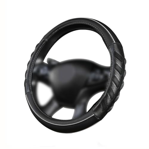 Flying Banner car Steering Wheel Cover Faux Leather Massage Universal fit 3D Honeycomb Hole Anti-Slip Sporty 15 Inches (Grey Black) - color: Grey black