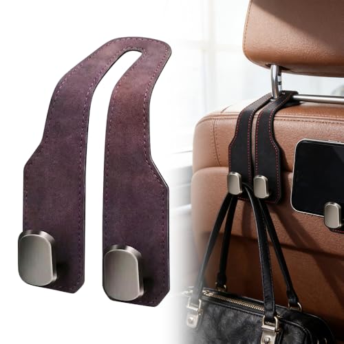 Car Seat Back Storage Hook, 2026 New Car Seat Headrest Hook for Purses and Bags, Leather Car Seat Back Storage Hooks, Car Seat Hangers Organization Accessories (Brown 1pcs) - color: Brown 1pcs