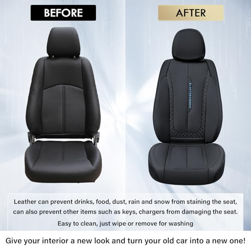 Coverado Car Seat Cover Full Set, Black Seat Covers Front Seats Back Seat Covers, Nappa Leather Waterproof, Car Seat Cushion, Car Seat Protector Universal Fit Most Cars - color: Z-Black, size: Fullset