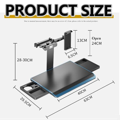 Multi-Functional Aluminum Alloy Car Seat Tray Table, with Tablet and Mobile Phone Holder, Portable Foldable Back Seat Laptop Desk, for Eating, Traveling,Working, Writing