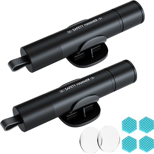 MOTORBUDDY Car Window Breaker Tool, 2-in-1 Window Breaker Seatbelt Cutter, Emergency Glass Breaker and Spring Loaded Auto Escape Tool，Car Accessories - color: Black (2 pack)