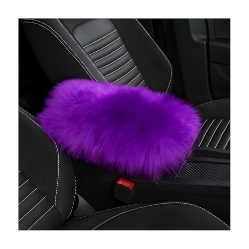 Wevdn Car Center Console Cover Pad, Fluffy Middle Console Pad Armrest Seat Box Cover, Universal Furry Arm Rest Decoration Protector for Car Truck SUV, Interior Car Accessories (Purple) - color: Purple