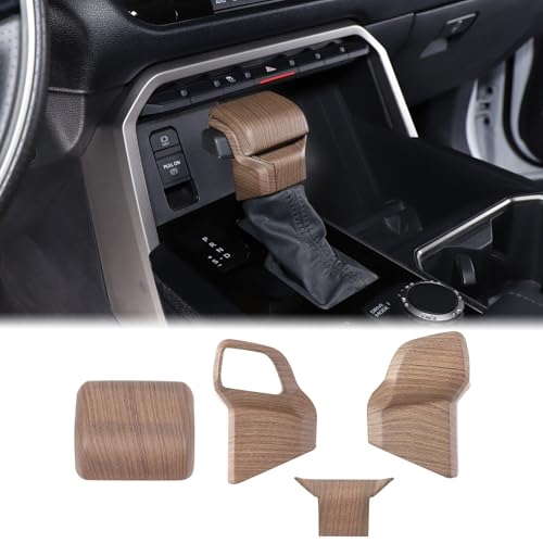 Aunginsy Car Gear Shifter Handbrake Trim Cover Kit Compatible with Toyota Tundra 2022+, Sequoia 2023+, Tacoma 2024+, Center Console Gear Shift Knob Head Protective Cover Decorator Interior Accessories - color: Pear Wood Grain Pattern(A+B)