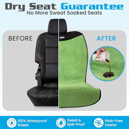 HAPPEGEAR Happeseat Waterproof Car Seat Cover & Protector – Universal Fit Car Seat Towel Cover – Non-Slip Backing, Easy Install & Storage, Machine Washable, Fits Front & Back, Green - color: Green