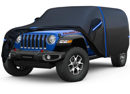 Kayme SUV Car Cover Custom Fit for Jeep Wrangler 4 Door JK JL Unlimited Rubicon Sahara Willys Freedom, Waterproof All Weather Full Exterior Cover Rain Sun Snow Protector with Door Zipper and Towel. - size: Fit for Jeep Wrangler 4dr