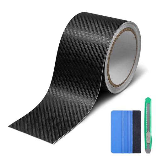Lypumso Carbon Fiber Vinyl Tape with Tools Kits, Chrome Delete Vinyl Wrap for Blackout Car Door Edge Guard Door Sill Window Trim Protector (3D Black, 3in x 30ft) - color: Black, size: 3in x 30ft