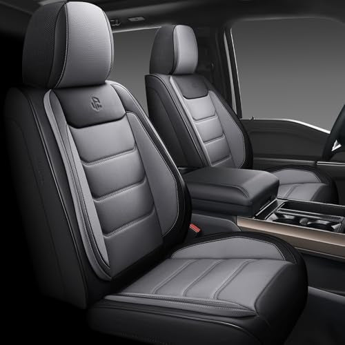 Full Coverage Faux Leather Car Seat Covers Full Set,Automotive Seat Covers for Cars,SUVs Pick-up Truck, Car Seat Cushion, Black and Grey Seat Covers for 5 Seats - color: Black and Grey, size: Full Set