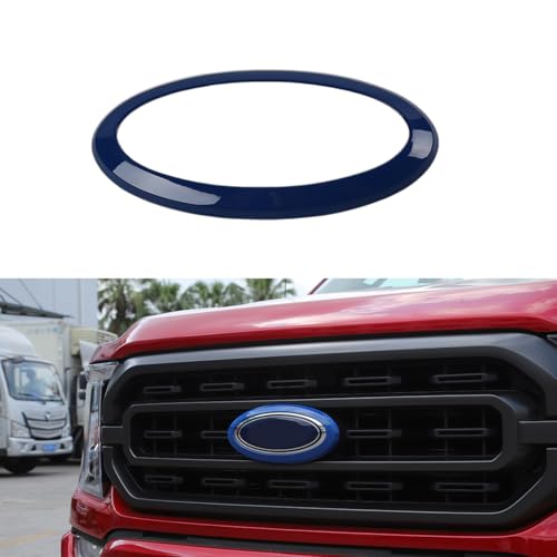 Car Front Grille Nameplate Emblem Trim for Ford F150 F-150 2021-2025 Grill Logo Ring Decoration Cover Exterior Accessories, Blue Without Camera Hole - color: Blue, size: WITHOUT Camera Hole