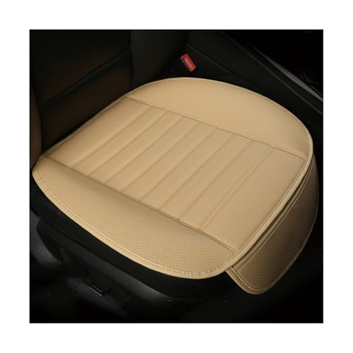 Yourkar Car Seat Cover for Front Seat, Anti-Slip & Waterproof Leather Auto Front Seat Pad Protector, Durable Driver Bottom Seat Cushion Cover with Storage Pocket, Car Accessories (Beige) - color: Beige