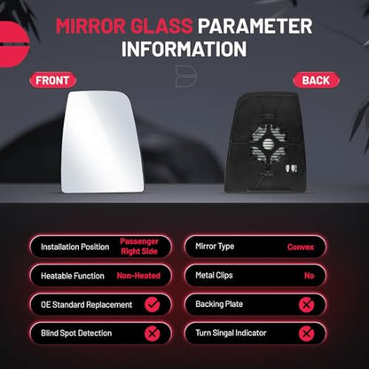 BDFHYK Mirror Glass Compatible with Transit T150 T250 T350 2015-2022 Side View Heated Convex Mirror Glass with Backing Plate, Replaces CK4Z17K707D (Right Upper Side) - size: Right Passenger Side, style: 2015-2022 Transit T150