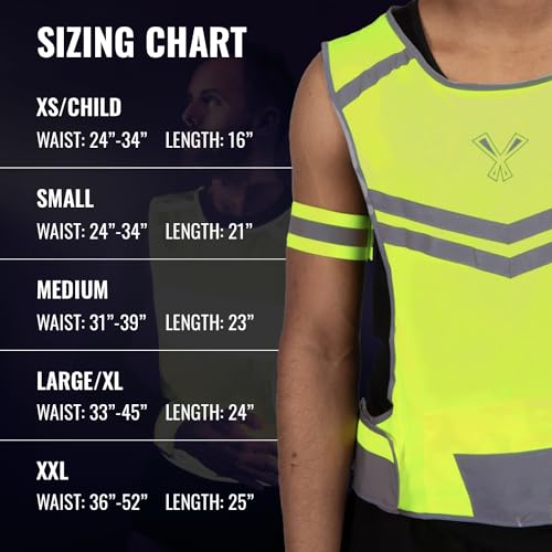 Reflective Running Vest with Pocket & 2 Bands with High visibility for Night Running, Walking & Cycling - color: Yellow, size: Medium