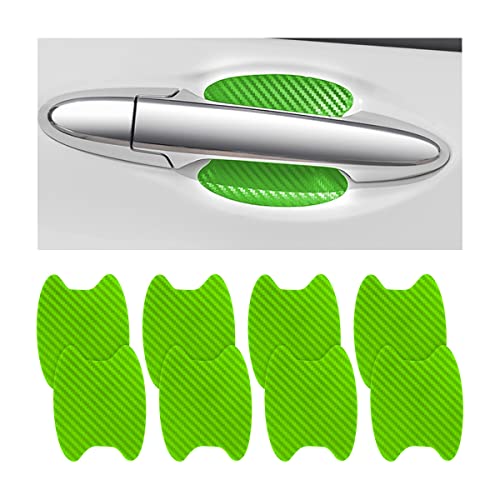 Blilo 8PCS Car Door Handle Sticker, Carbon Fiber Anti-Scratches, Universal Fit, Green/8PCS - color: Green/8PCS