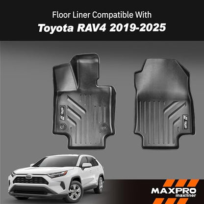 Premium MAXPRO Floor Mats for 2019-2025 Toyota Rav4 1st&2nd Row Complete Set All Weather Mat Waterproof TPE Floor Liners Custom Fit Automotive Floor Mats Toyota Rav4 Accessories Car Mats Full Set SUV - size: 2019-2025 Toyota RAV4 1st&2nd Row (Not for Hybr