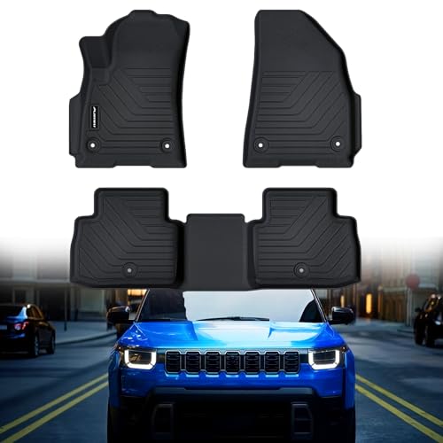 Floor Mats for 2026 Jeep Cherokee Hybrid/2026 Recon Electric/2025 Wagoneer S EV (5 Seats), TPE All Weather Protection Car 1st & 2nd Row Floor Liners Automotive Accessories,Black - size: 2026 Cherokee/ Recon /2025 Wagoneer S EV
