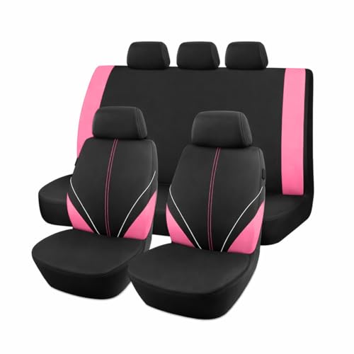 Mandark Car Seat Cover Full Set, Beathable Waterproof Heavy-Duty Vehicle Front and Rear Split Bench Seat Covers, Auto Interior Chair Protector, Universal for SUV Automobile Truck (Pink) - color: Pink