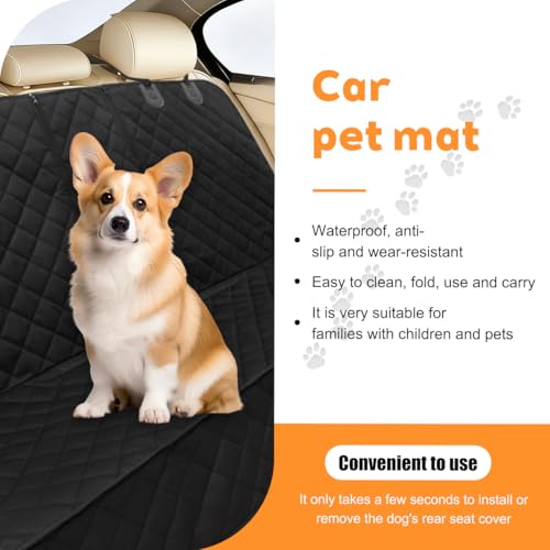 Dog Car Seat Cover for Back Seat, Waterproof Nonslip Full Protection Pets Rear Seat Protector with Side Flaps, Scratchproof Pet Auto Back Bench Cover, Universal for Vehicles (Black) - color: Black