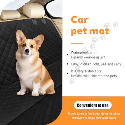 Dog Car Seat Cover for Back Seat, Waterproof Nonslip Full Protection Pets Rear Seat Protector with Side Flaps, Scratchproof Pet Auto Back Bench Cover, Universal for Vehicles (Black) - color: Black