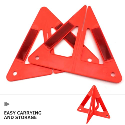 SOLUSTRE 3pcs Reflective Triangle Emergency Warning Signs for Cars Portable Roadside Safety Reflectors Highly Visible Design for Nighttime Use Convenient Storage for Car Trunks