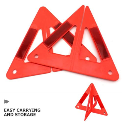 SOLUSTRE 3pcs Reflective Triangle Emergency Warning Signs for Cars Portable Roadside Safety Reflectors Highly Visible Design for Nighttime Use Convenient Storage for Car Trunks