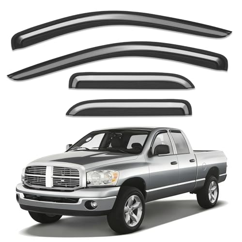 Out-Channel Window Rain Guards Fit for 2002-2008 Dodge Ram 1500 Quad Cab/Extended Cab, Window Vent Visors Wind Deflector Vent Shades for 03-09 Dodge Ram 2500 3500 Extended Cab - size: Fit for 2002-2009 Dodge Ram