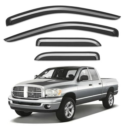 Out-Channel Window Rain Guards Fit for 2002-2008 Dodge Ram 1500 Quad Cab/Extended Cab, Window Vent Visors Wind Deflector Vent Shades for 03-09 Dodge Ram 2500 3500 Extended Cab - size: Fit for 2002-2009 Dodge Ram