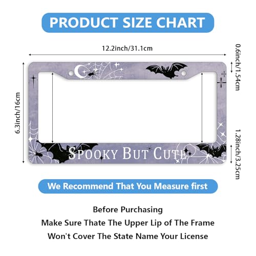 Cute Halloween License Plate Frame Retro Bats Web Spooky Personalise Stainless Steel Funny Design Compatible with Standard License Plate Holder for USA and Canada 6.3 x 12.2 in - color: Cute Halloween, size: 6.3 X 12.2 In-1PC