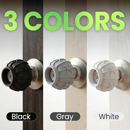 HASHI 3-in-1 Door Knob Covers (2 Pack) – Non-Slip Silicone Grip for Arthritis & Seniors, Wall Protector Bumper & Heat Resistant Handle Sleeve, Universal Size (Black)