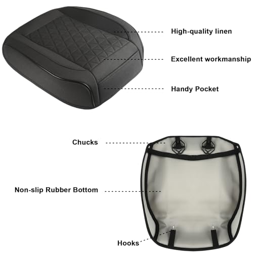 West Llama Linen Front Car Seat Cover Protector Anti-Slip Bottom Seat Cover Fits 95% of Vehicles,Wrapping Around The Bottom,Triangular Pattern(Black-1Pcs) - color: Triangular Pattern-Black, size: 1pc
